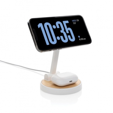 Logotrade promotional merchandise image of: Ontario RCS rplastic 15W magnetic charging 2 in 1 stand
