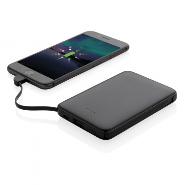 Logotrade promotional giveaway image of: 5.000 mAh Pocket Powerbank with integrated cables