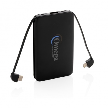 Logo trade promotional products picture of: 5.000 mAh Pocket Powerbank with integrated cables