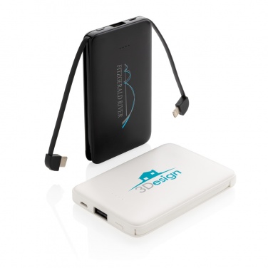 Logotrade promotional merchandise photo of: 5.000 mAh Pocket Powerbank with integrated cables