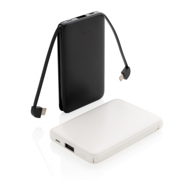 Logotrade promotional item picture of: 5.000 mAh Pocket Powerbank with integrated cables
