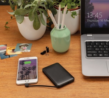 Logo trade business gifts image of: 5.000 mAh Pocket Powerbank with integrated cables
