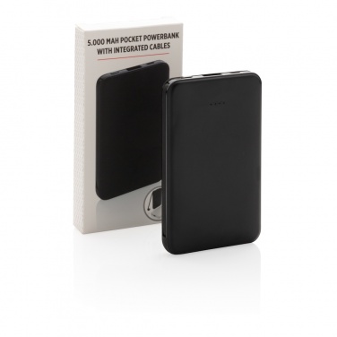 Logo trade business gift photo of: 5.000 mAh Pocket Powerbank with integrated cables