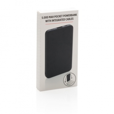 Logotrade promotional item image of: 5.000 mAh Pocket Powerbank with integrated cables