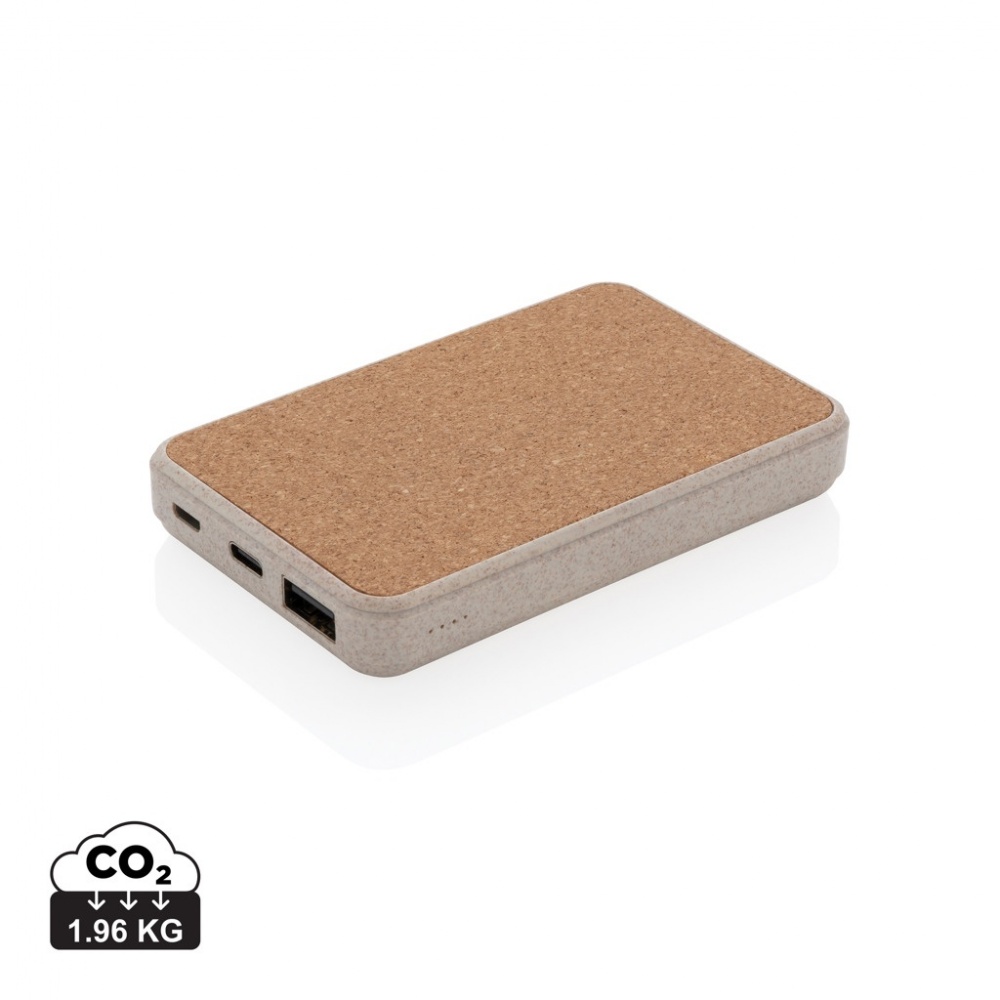 Logotrade corporate gifts photo of: Cork and Wheat 5.000 mAh pocket powerbank