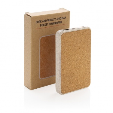 Logo trade corporate gift photo of: Cork and Wheat 5.000 mAh pocket powerbank