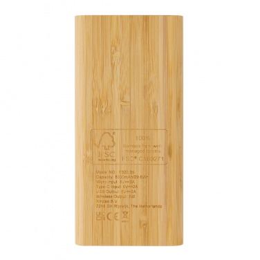 Logotrade promotional items photo of: Bamboo 8.000 mAh 5W wireless powerbank