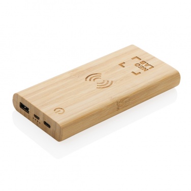 Logotrade advertising product picture of: Bamboo 8.000 mAh 5W wireless powerbank