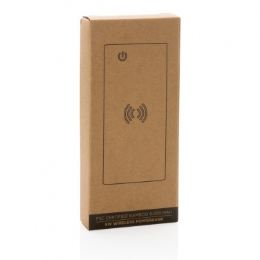 Logo trade promotional giveaways image of: Bamboo 8.000 mAh 5W wireless powerbank