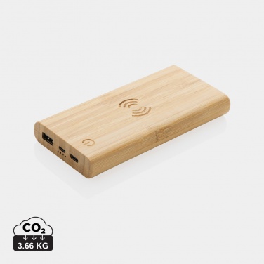 Logo trade promotional giveaways image of: Bamboo 8.000 mAh 5W wireless powerbank