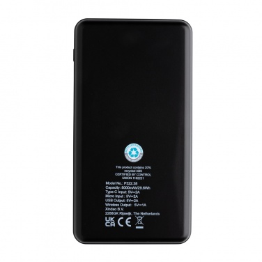 Logo trade promotional product photo of: RCS recycled plastic 8000 mAh Wireless Powerbank