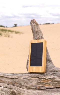 Logo trade promotional products picture of: Sunwick 10.000 mAh Bamboo solar powerbank