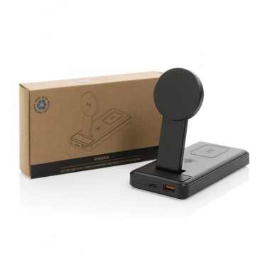 Logo trade promotional merchandise photo of: Fenwick RCS recycled plastic 10000mah  3 in 1 fast powerbank