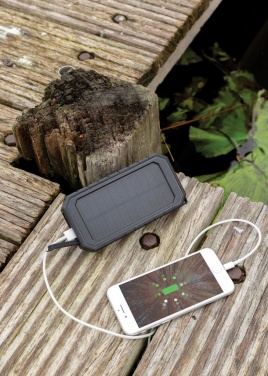 Logo trade promotional gifts image of: RCS recycled plastic Solar powerbank with 10W Wireless