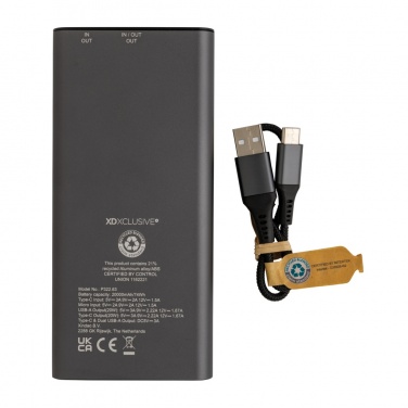 Logotrade promotional merchandise photo of: Terra RCS recycled 20W aluminium powerbank 20.000 mAh