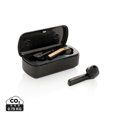 Logo trade promotional product photo of: Bamboo Free Flow TWS earbuds in case
