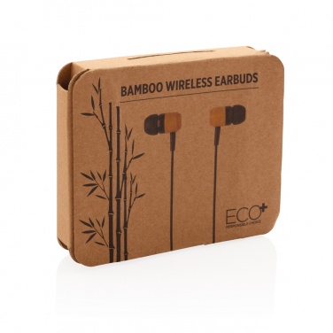 Logo trade promotional merchandise photo of: Bamboo wireless earbuds