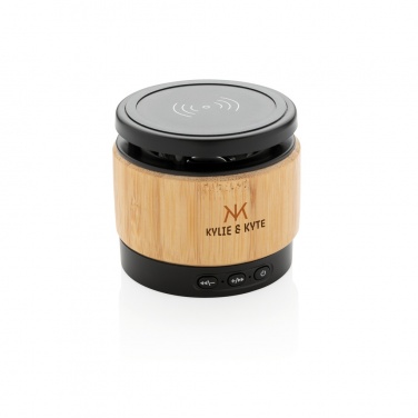 Logotrade advertising product picture of: Bamboo wireless charger speaker