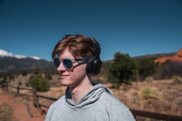 Logotrade promotional product picture of: RCS recycled plastic Elite Foldable wireless headphone