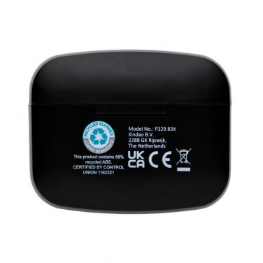 Logo trade promotional gifts image of: RCS recycled plastic Swiss Peak ANC TWS earbuds