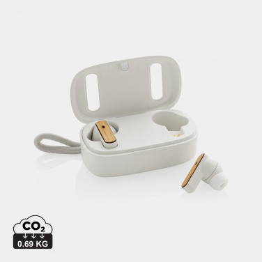 Logotrade promotional item image of: RCS recycled plastic & bamboo TWS earbuds