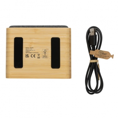 Logo trade corporate gifts image of: RCS Rplastic 3W speaker with bamboo 5W wireless