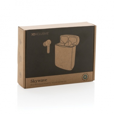 Logotrade corporate gift picture of: Skywave RCS recycled plastic solar earbuds
