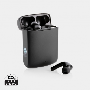 Logo trade promotional products picture of: Skywave RCS recycled plastic solar earbuds
