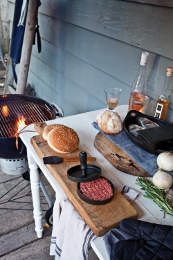 Logo trade promotional giveaways picture of: BBQ set with hamburger press and brush