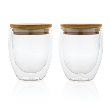 Logo trade promotional items picture of: Double wall borosilicate glass with bamboo lid 250ml 2pc set