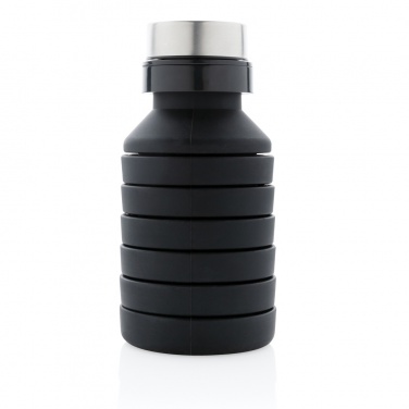 Logo trade business gifts image of: Leakproof collapsible silicone bottle with lid