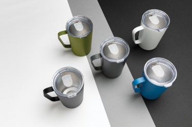 Logo trade promotional gifts image of: RCS Recycled stainless steel modern vacuum mug with lid