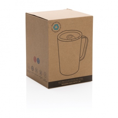Logo trade promotional merchandise image of: RCS Recycled stainless steel modern vacuum mug with lid