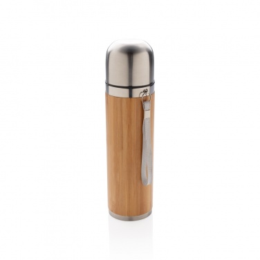 Logo trade business gifts image of: Bamboo vacuum travel flask