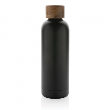 Logo trade promotional giveaways image of: Wood RCS certified recycled stainless steel vacuum bottle