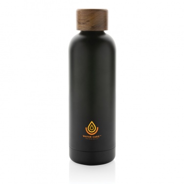 Logo trade business gifts image of: Wood RCS certified recycled stainless steel vacuum bottle