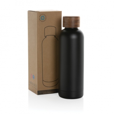 Logo trade corporate gifts picture of: Wood RCS certified recycled stainless steel vacuum bottle