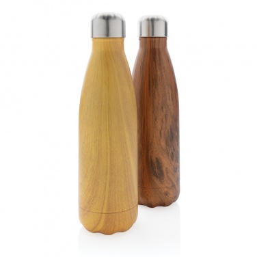 Logo trade promotional products image of: Vacuum insulated stainless steel bottle with wood print