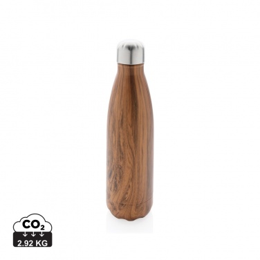Logo trade promotional giveaways image of: Vacuum insulated stainless steel bottle with wood print