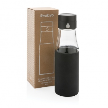 Logotrade corporate gift image of: Ukiyo glass hydration tracking bottle with sleeve
