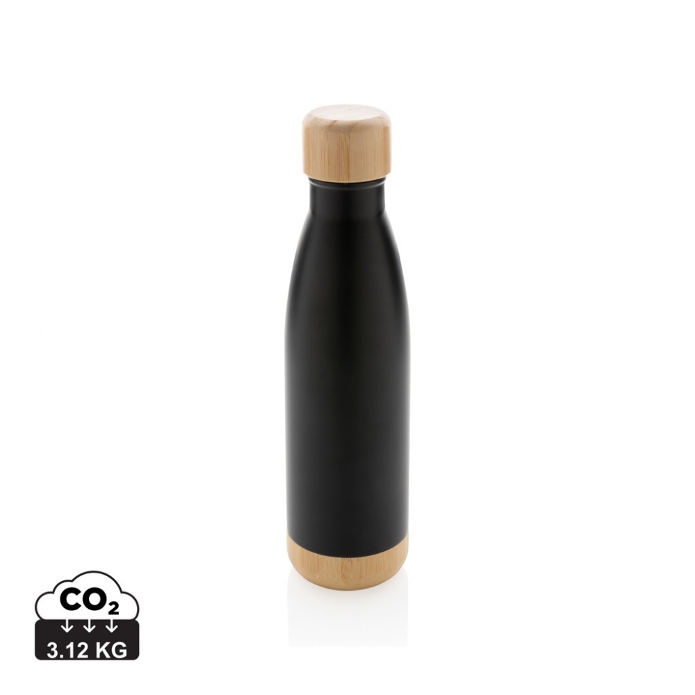 Logotrade advertising product picture of: Vacuum stainless steel bottle with bamboo lid and bottom