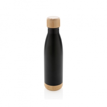 Logo trade promotional items image of: Vacuum stainless steel bottle with bamboo lid and bottom