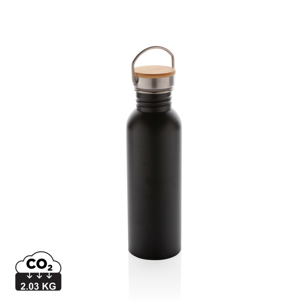 Logotrade corporate gift image of: Modern stainless steel bottle with bamboo lid