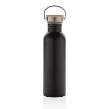 Logo trade promotional merchandise picture of: Modern stainless steel bottle with bamboo lid