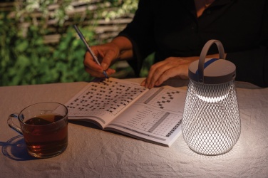 Logotrade promotional item picture of: Aurora RCS recycled plastic USB re-chargeable table lamp