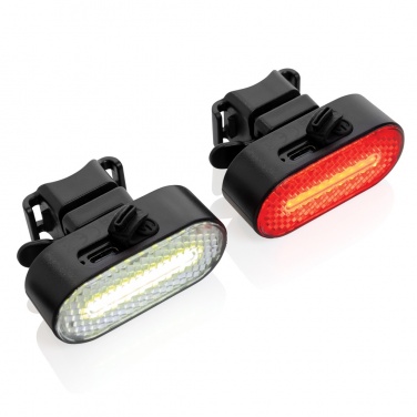 Logotrade promotional item picture of: Lumino RCS recycled plastic USB re-chargeable bike light set