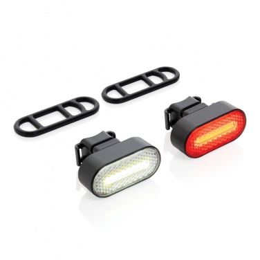 Logo trade promotional merchandise picture of: Lumino RCS recycled plastic USB re-chargeable bike light set