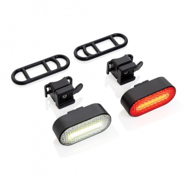 Logo trade corporate gift photo of: Lumino RCS recycled plastic USB re-chargeable bike light set