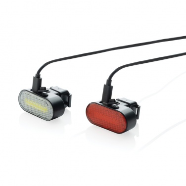 Logotrade promotional item picture of: Lumino RCS recycled plastic USB re-chargeable bike light set