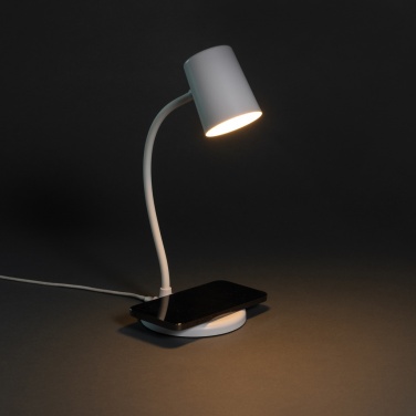 Logo trade promotional giveaways picture of: Zenara RCS recycled plastic and cork 15W wireless desk lamp